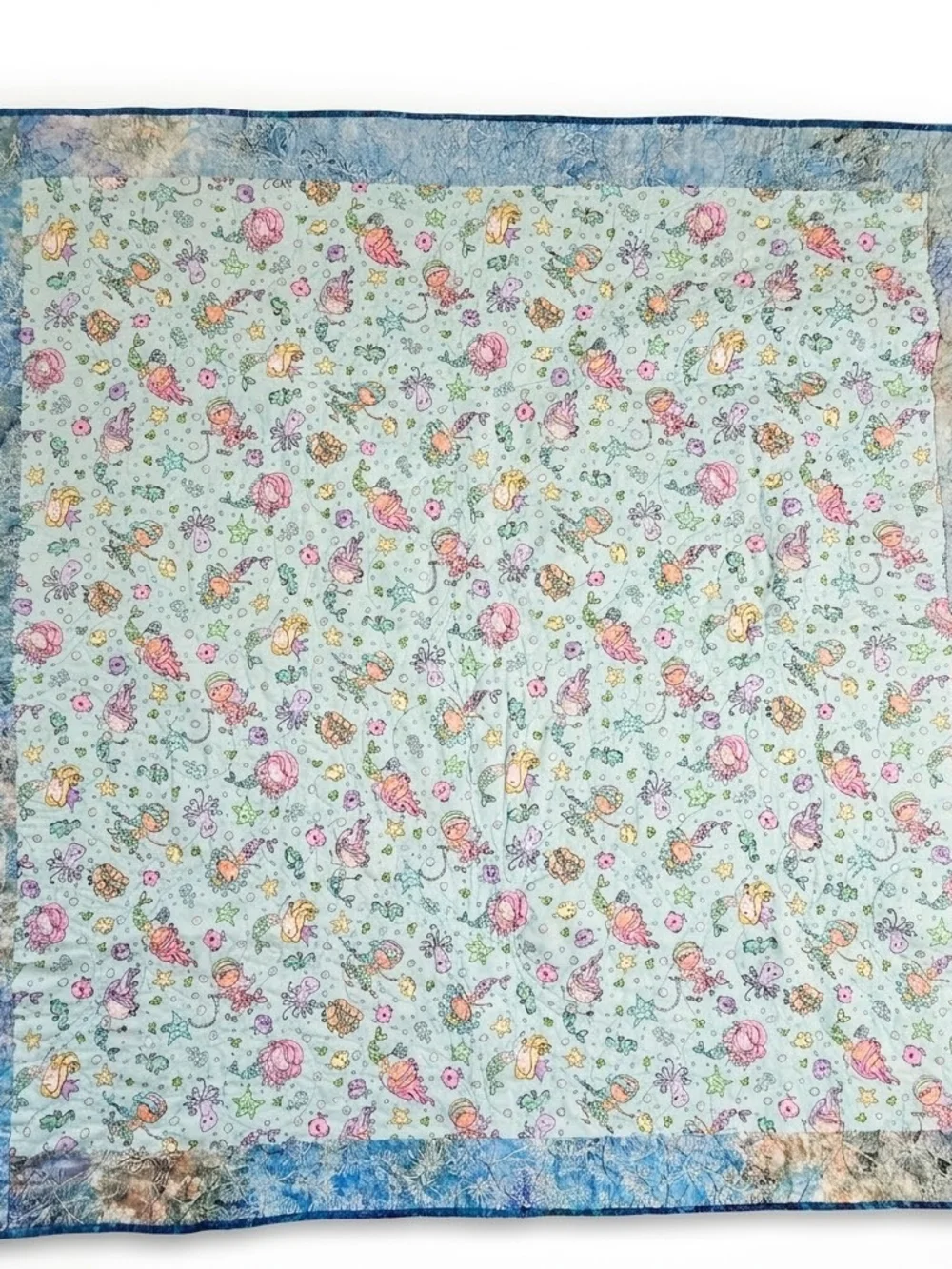 Handmade Mermaid Under the Sea Baby Quilt 43x43